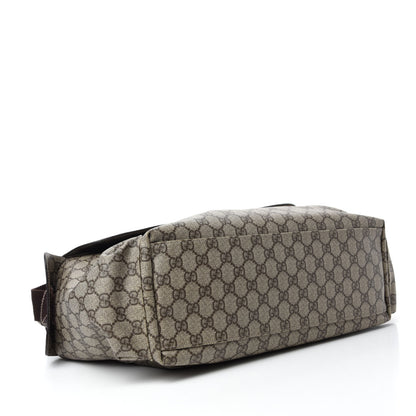 Gucci GG Supreme Monogram Selleria Calfskin Messenger Diaper Bag Beige Ebony Cocoa Dark Chocolate 5 of 13