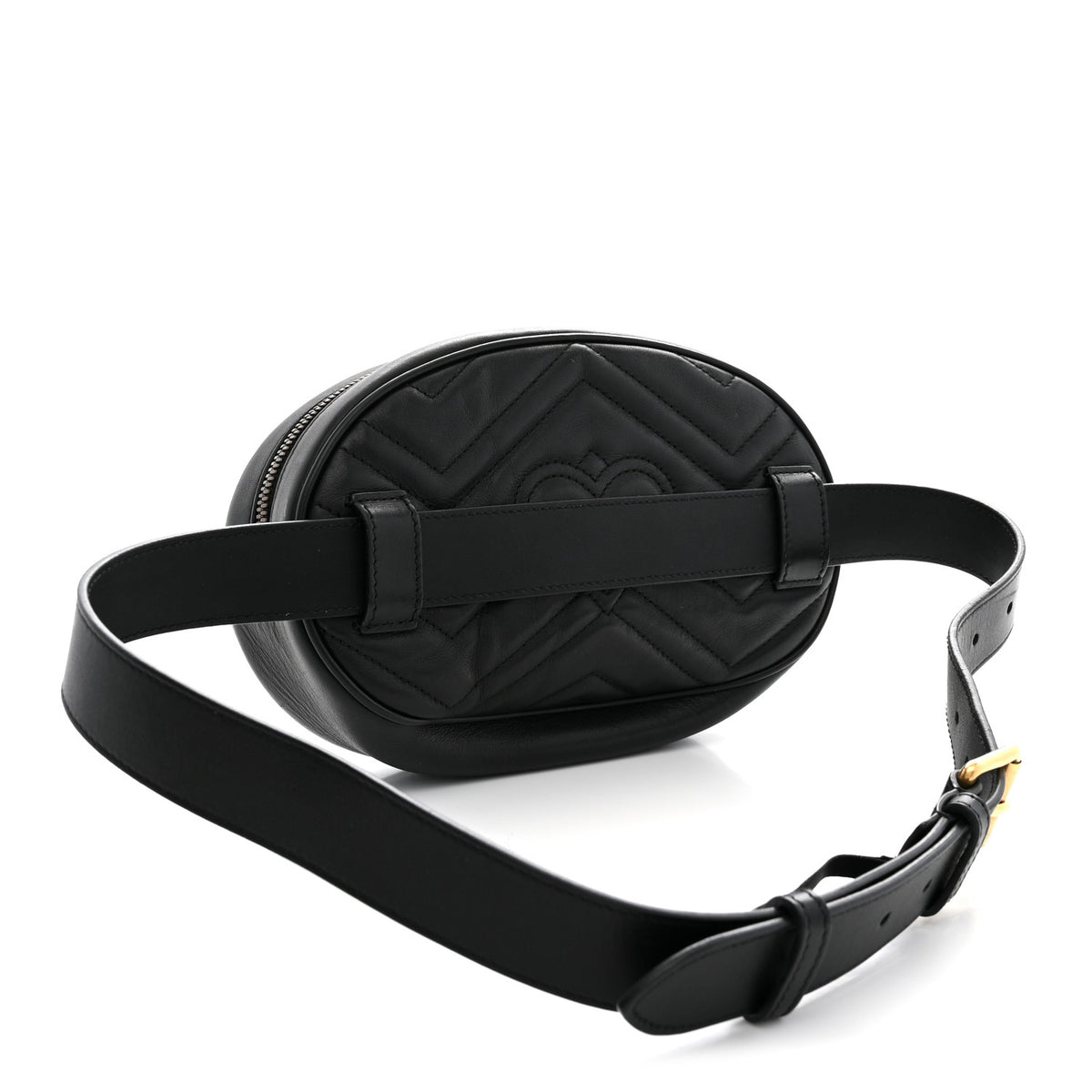 Gucci Calfskin Matelasse GG Marmont Belt Bag 85 34 Black 3 of 13