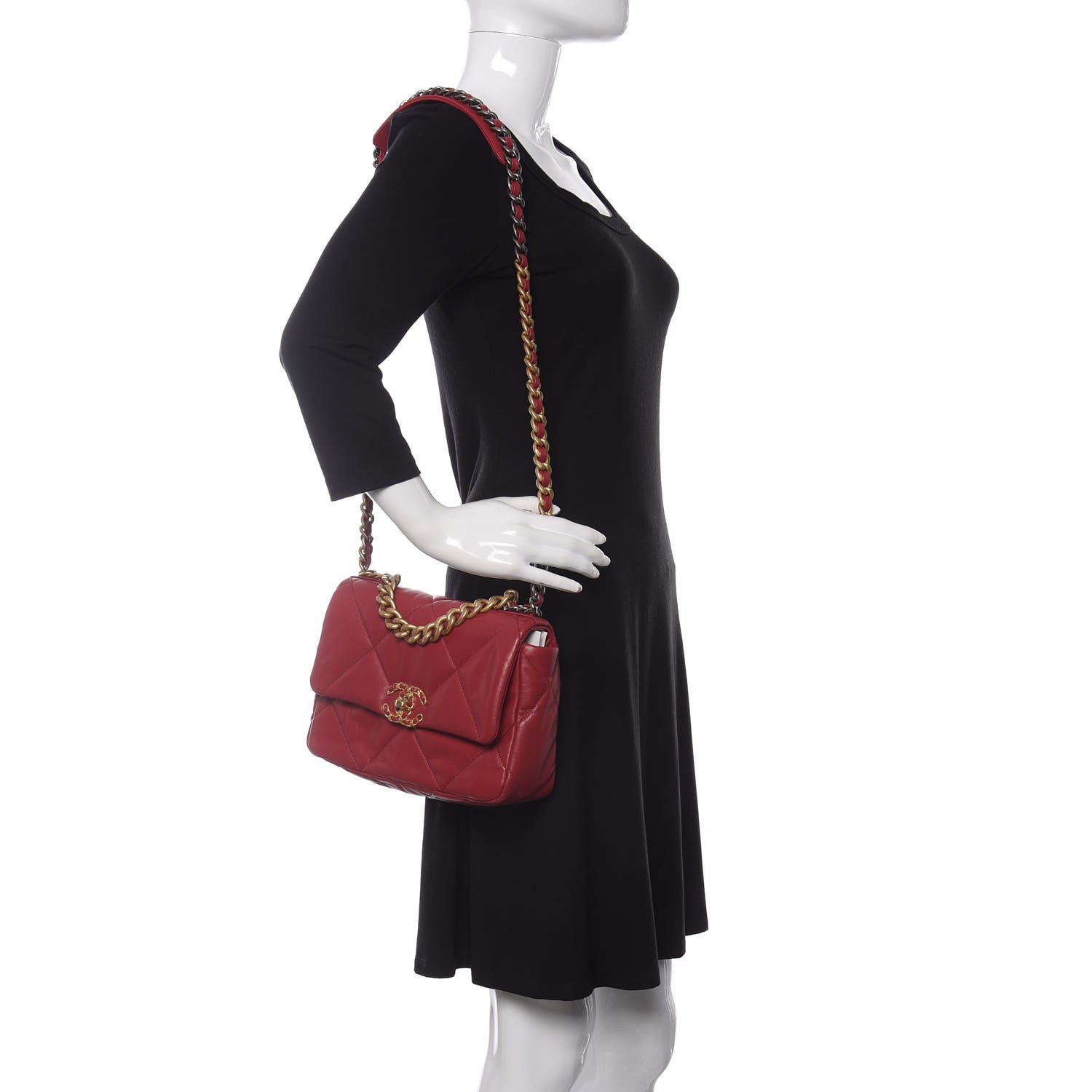 Chanel Lambskin Quilted Medium Chanel 19 Flap Red 2 of 10