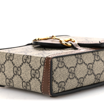 Gucci GG Supreme Monogram Mini Horsebit 1955 Crossbody Bag Beige Brown Sugar 10 of 12