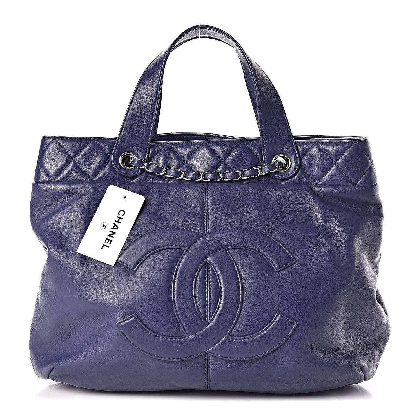Calfskin Large Trianon Tote Navy Blue