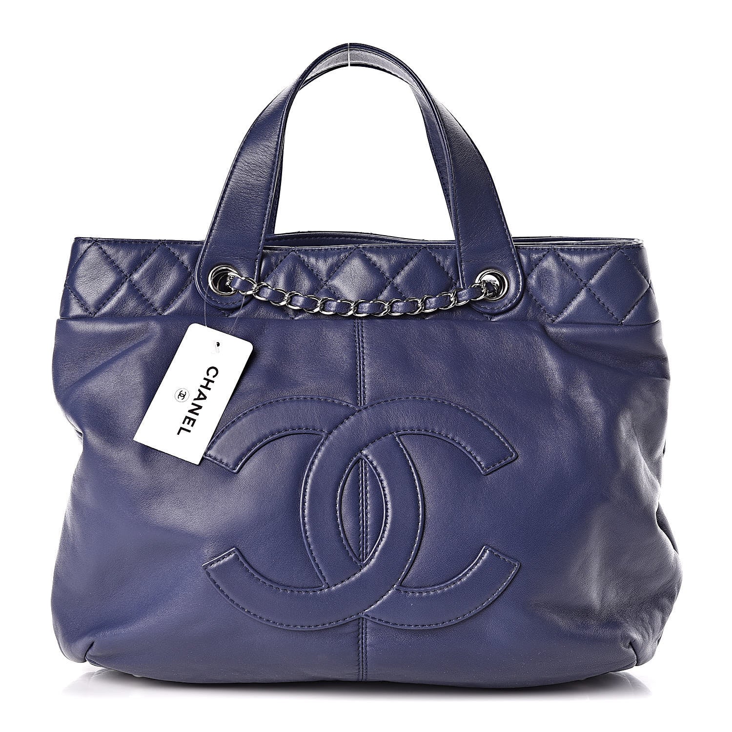 Chanel Calfskin Large Trianon Tote Navy Blue 1 of 10