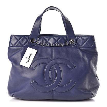 Chanel Calfskin Large Trianon Tote Navy Blue 1 of 10