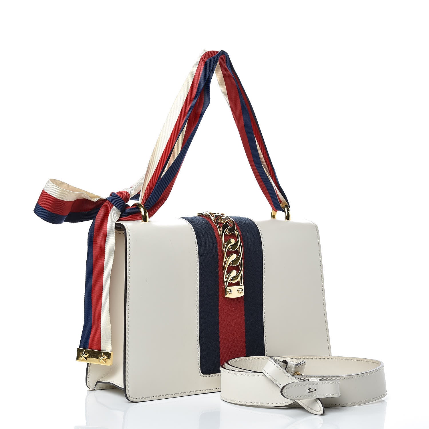 Gucci Calfskin Small Sylvie Shoulder Bag Off White 3 of 9