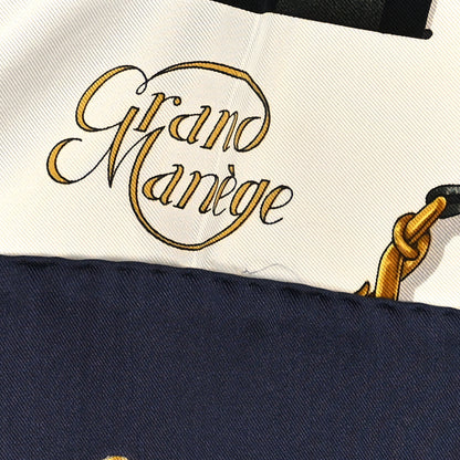 Hermes Silk Grand Manege Detail Scarf 90 Navy White 4 of 4