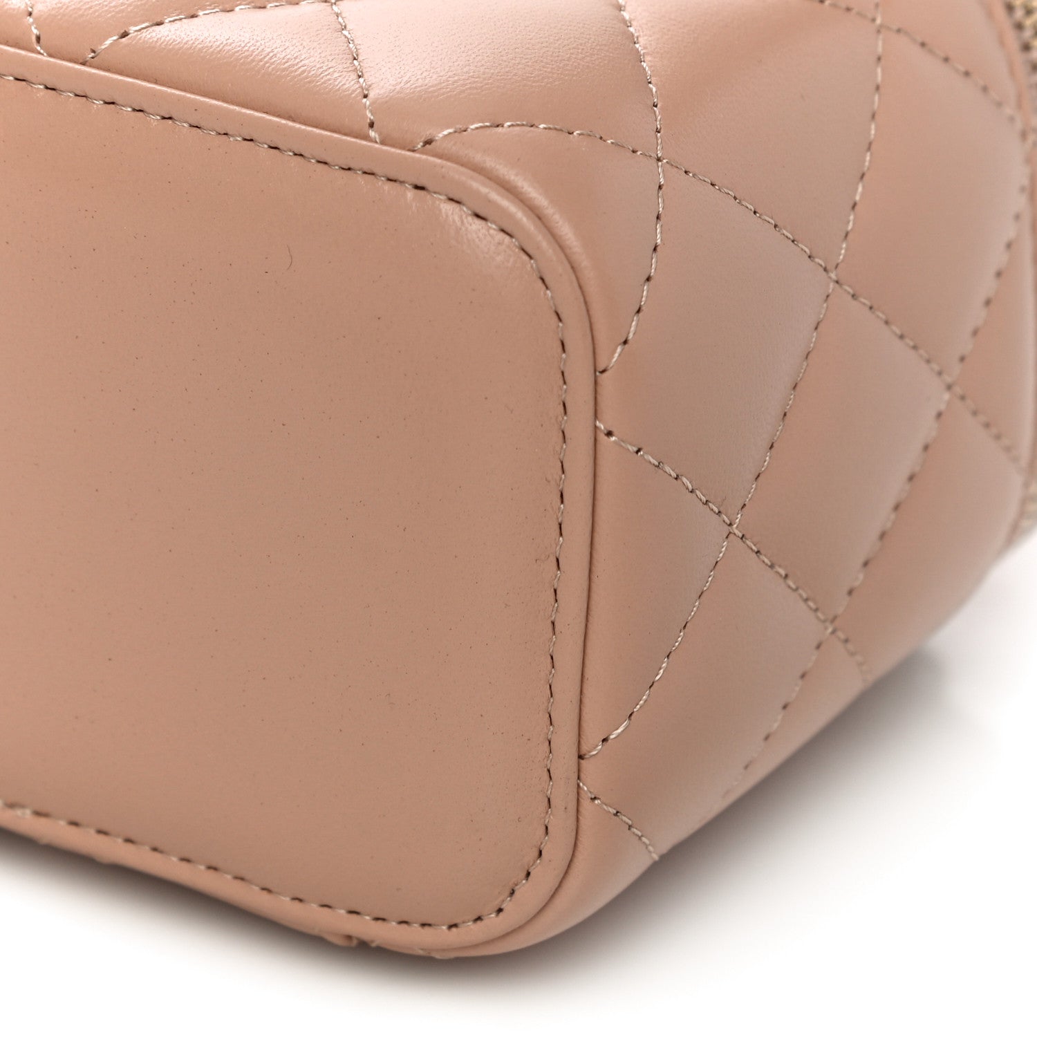 Chanel Lambskin Quilted Top Handle Mini Vanity Case With Chain Beige 9 of 11