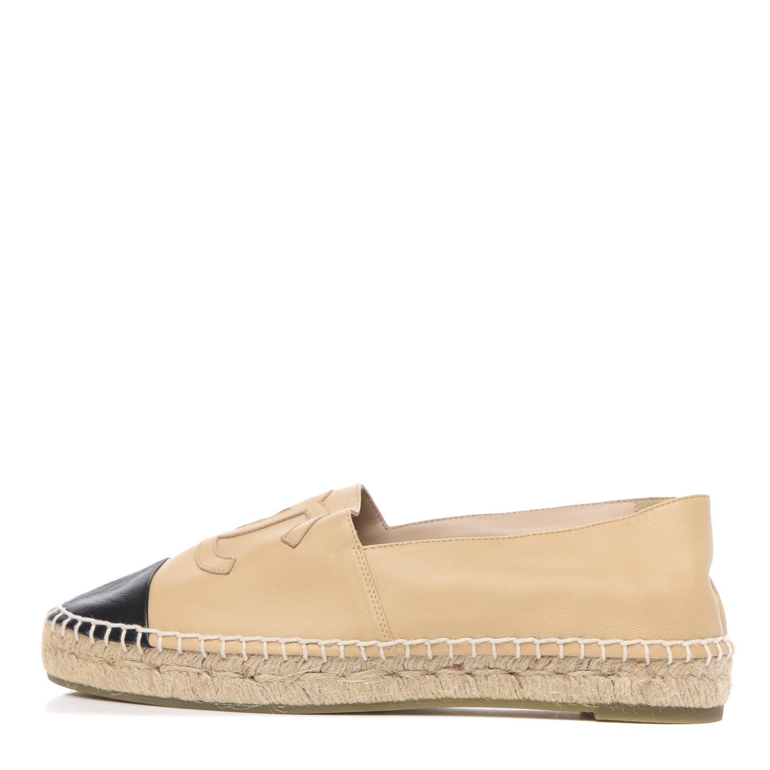 Chanel Lambskin CC Espadrilles 37 Beige Black 1 of 8