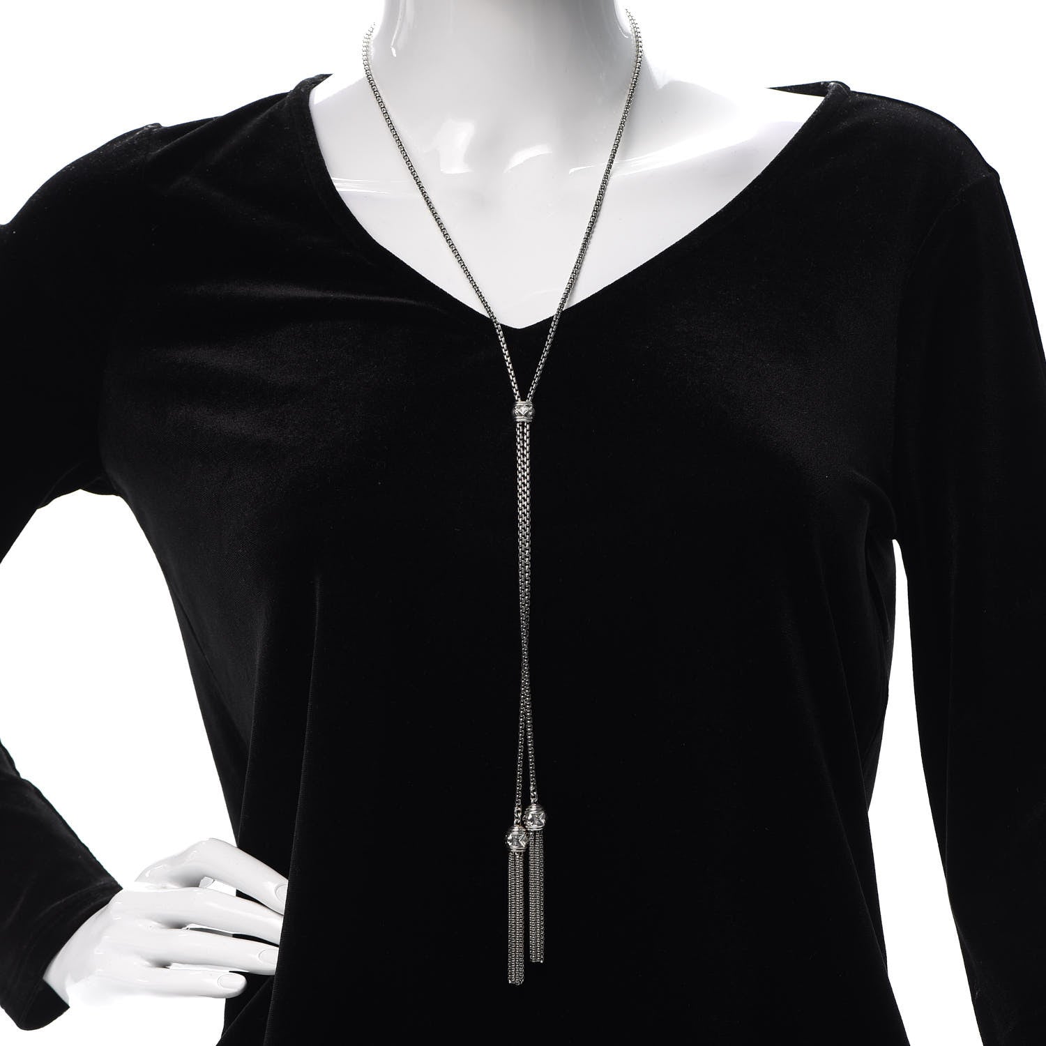 David Yurman Sterling Silver Diamond Renaissance Tassel Necklace 2 of 4