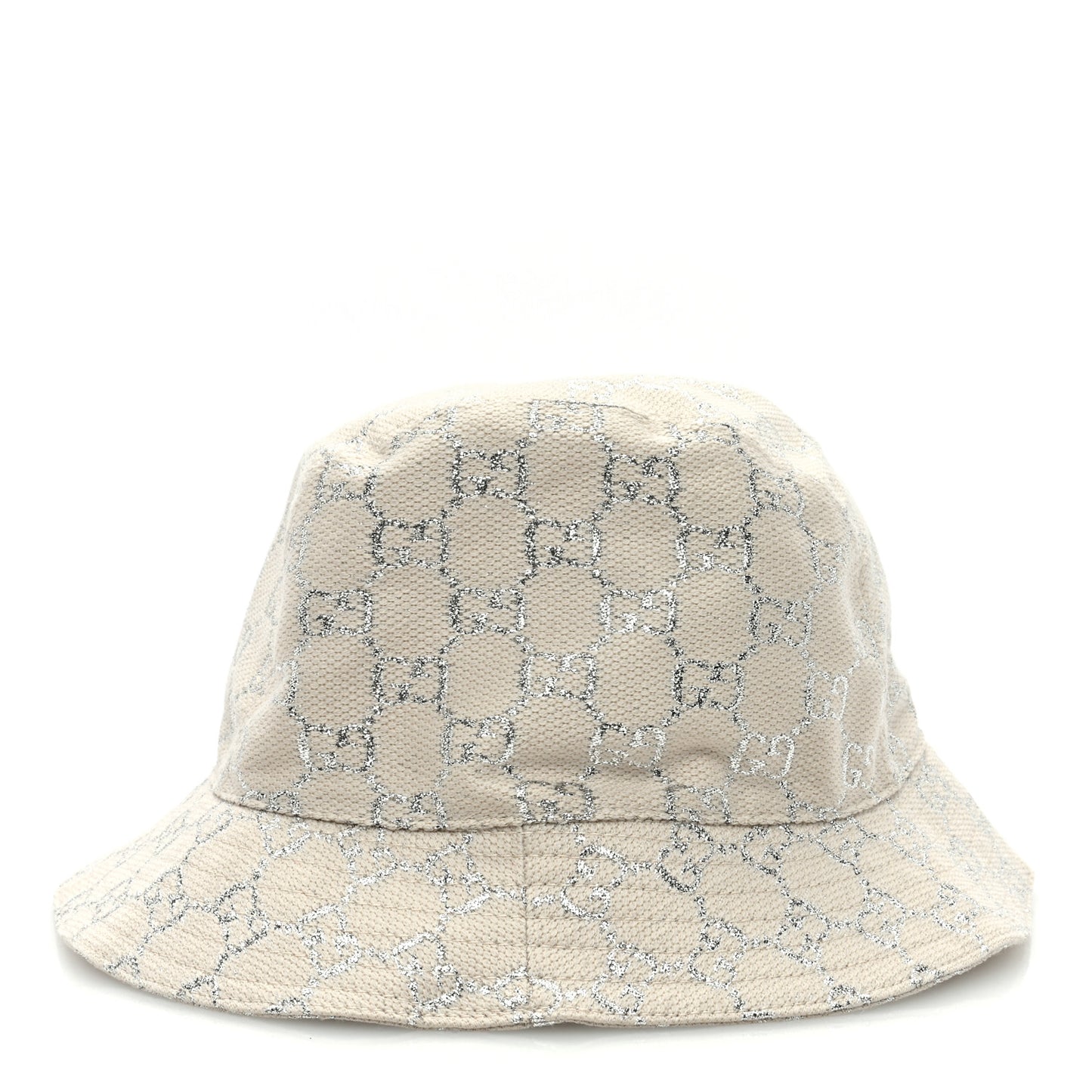 Canvas Lame GG Monogram Bucket Hat M Silver