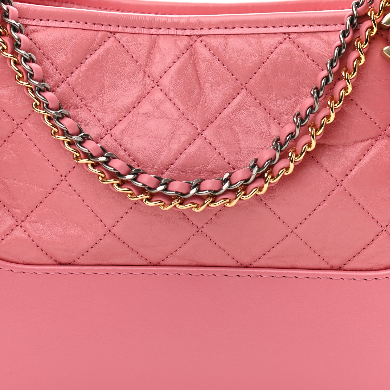 Chanel Aged Calfskin Quilted Medium Gabrielle Logo Hobo Rose 8 of 10