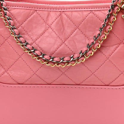 Chanel Aged Calfskin Quilted Medium Gabrielle Logo Hobo Rose 8 of 10