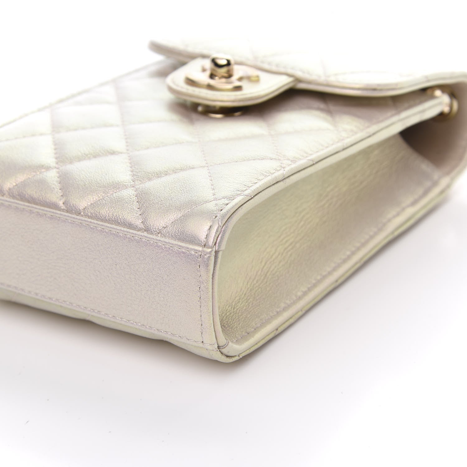 Chanel Iridescent Lambskin Quilted CC Phone Holder Ivory 10 of 11