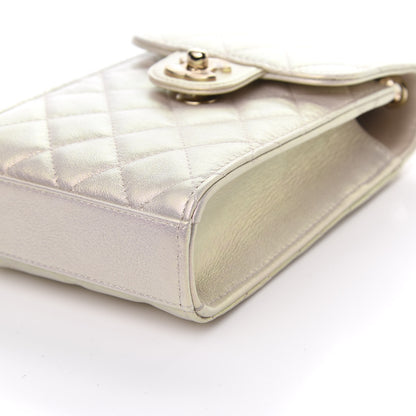 Chanel Iridescent Lambskin Quilted CC Phone Holder Ivory 10 of 11