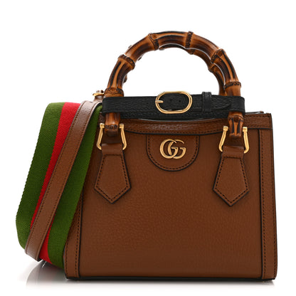 Gucci Textured Dollar Calfskin Web Mini Diana Tote Bag Cuir Black 1 of 11