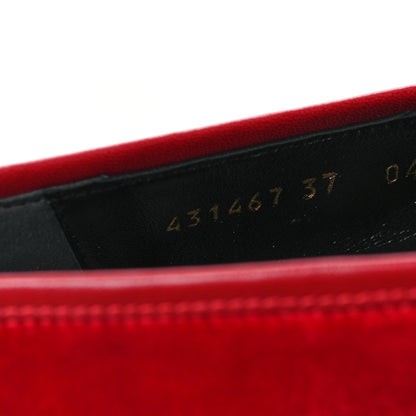 Gucci Velvet Horsebit Womens Jordaan Loafers 37 Hibiscus Red 9 of 9