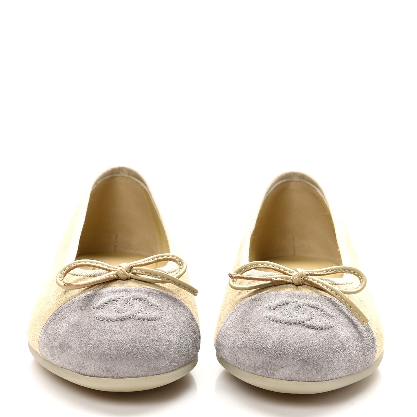 Suede Cap Toe CC Ballerina Flats 37 Light Yellow Grey