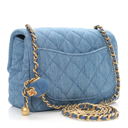 Chanel Denim Quilted Mini Pearl Crush Flap Blue 3 of 9