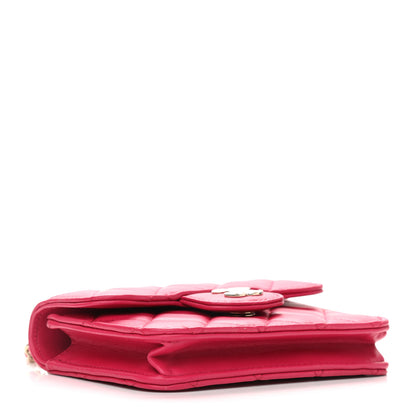 Chanel Lambskin Quilted Top Handle Flap Coin Purse With Chain Dark Pink 4 of 10