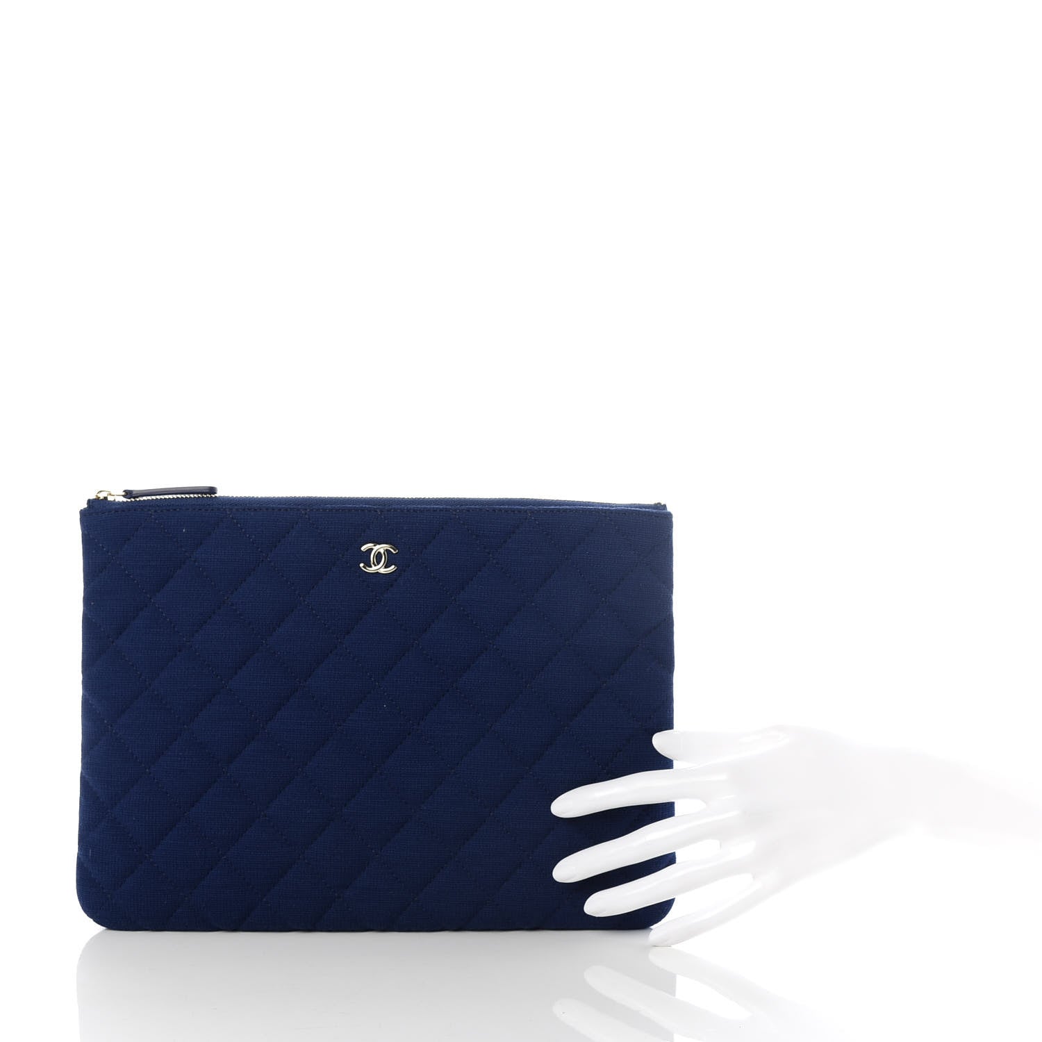 Chanel Jersey Quilted Medium Cosmetic Case Blue 2 of 8