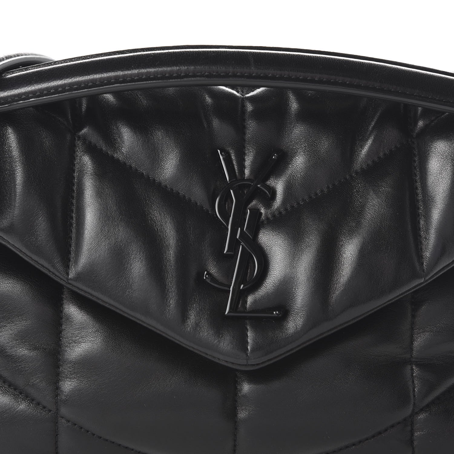 Saint Laurent Lambskin Quilted Small Loulou Puffer Monogram Chain Satchel Black 9 of 9