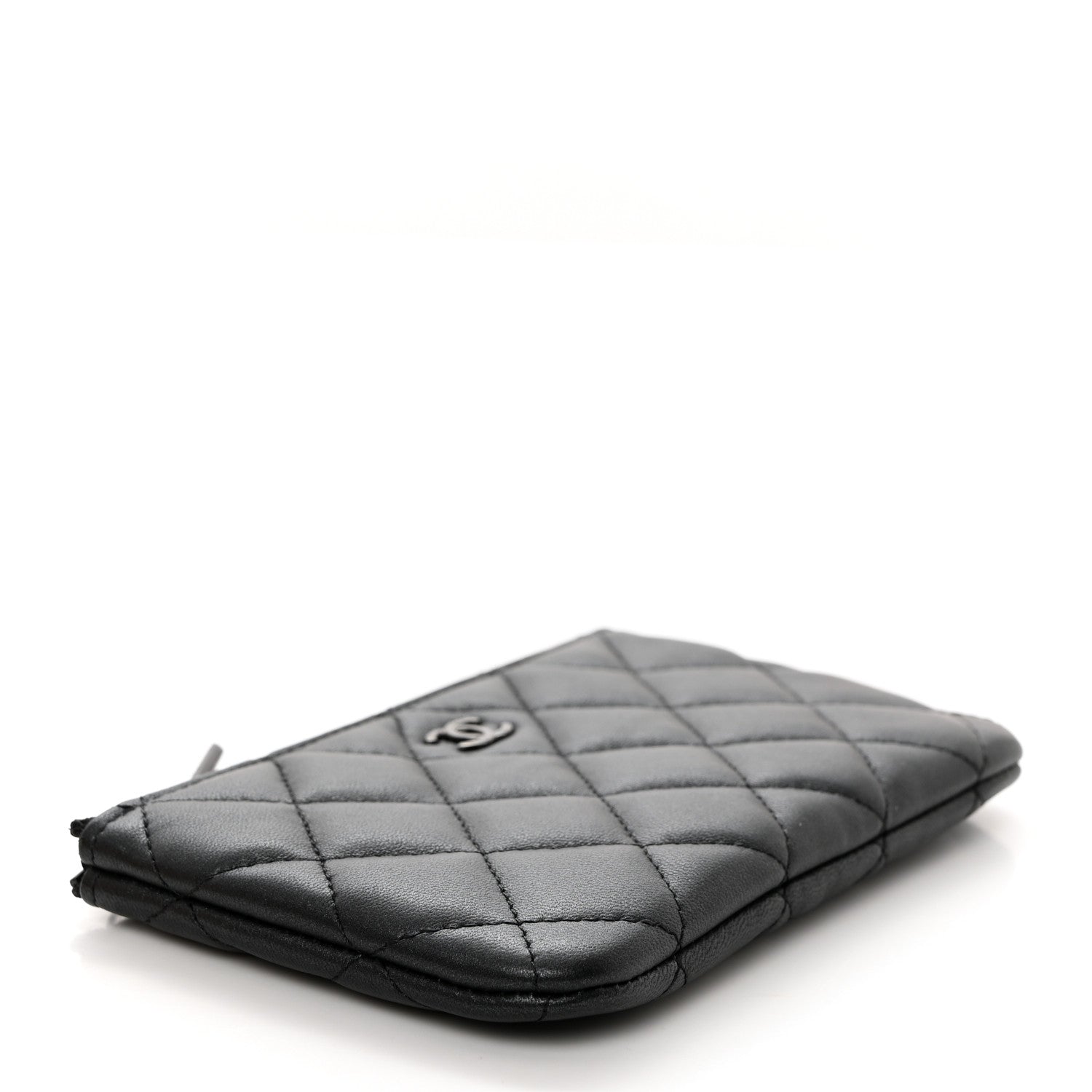 Chanel Pearly Lambskin Quilted Small Cosmetic Case So Black 4 of 8