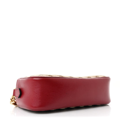 Gucci Monogram Azalea Calfskin Matelasse Diagonal Small GG Marmont Chain Shoulder Bag Beige Ebony New Cherry Red 4 of 12