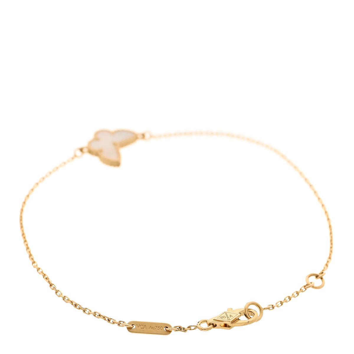 Van Cleef & Arpels 18K Yellow Gold Mother of Pearl Sweet Alhambra Butterfly Bracelet 2 of 6