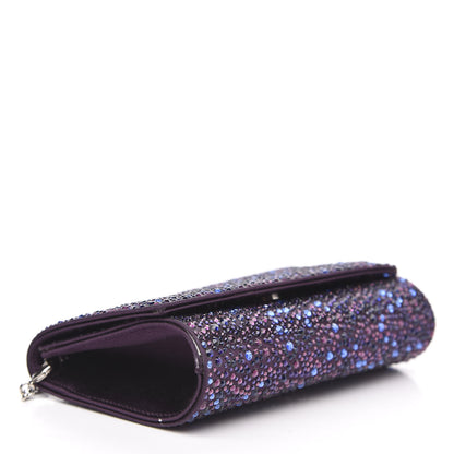 Judith Leiber Satin Crystal Chain Clutch Purple 4 of 9