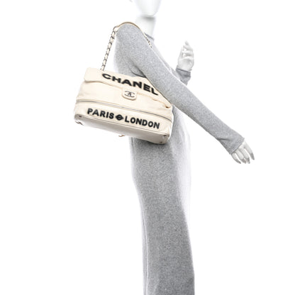 Chanel Calfskin Large Expandable Paris London Flap Bag White 2 of 14