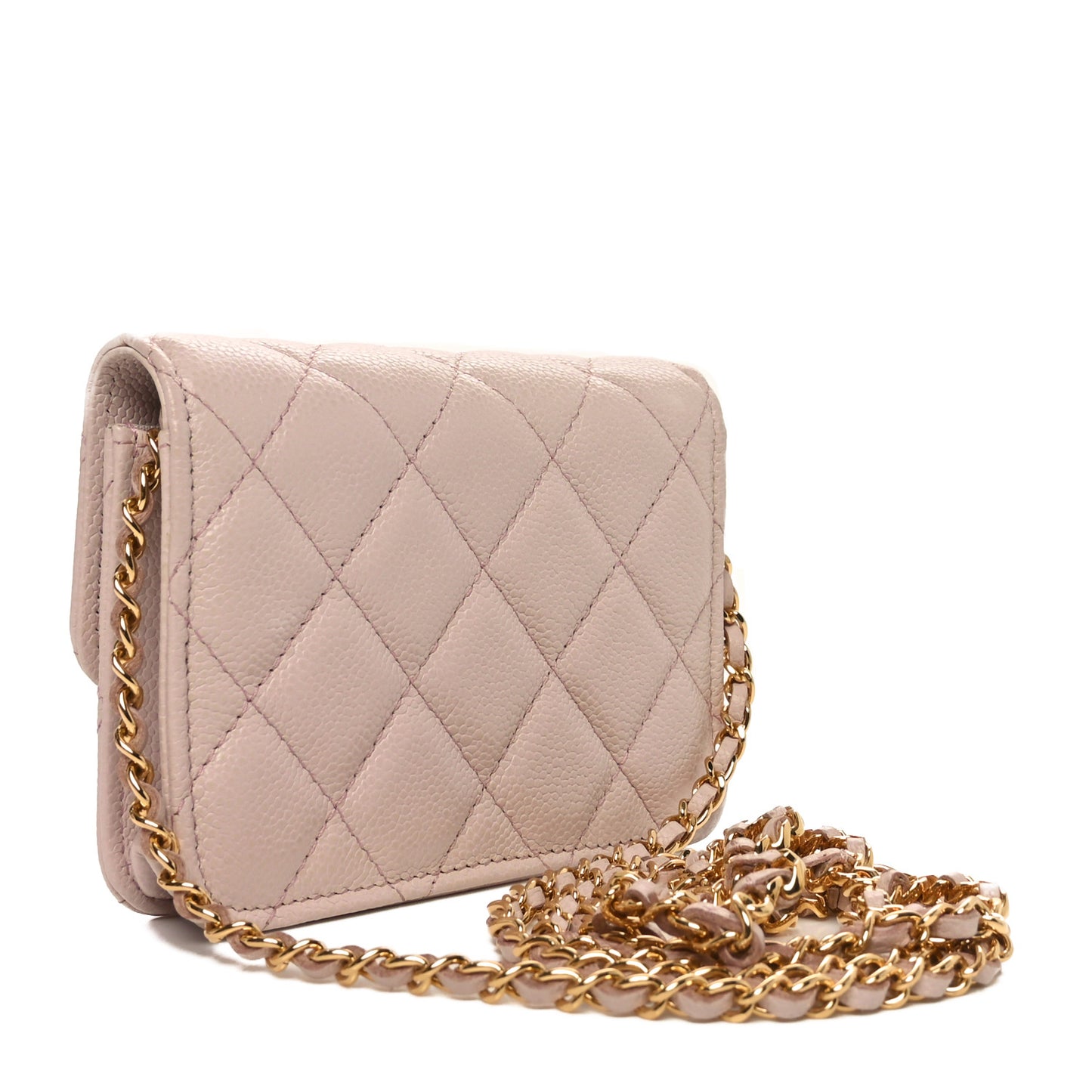 Caviar Quilted Miss Coco Clutch With Chain Light Purple