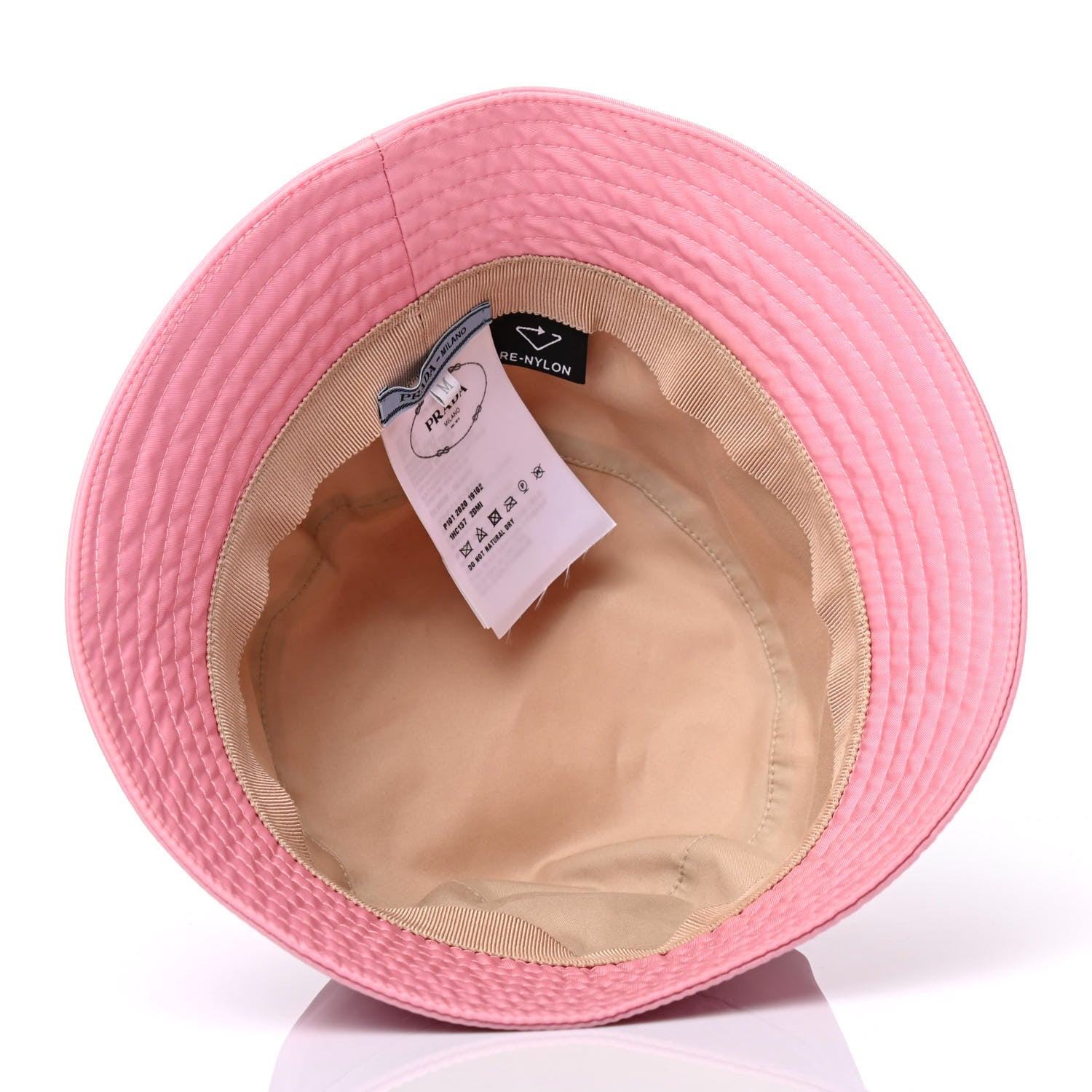 Prada Re-Nylon Metal Triangle Logo Womens Bucket Hat M Begonia 4 of 4