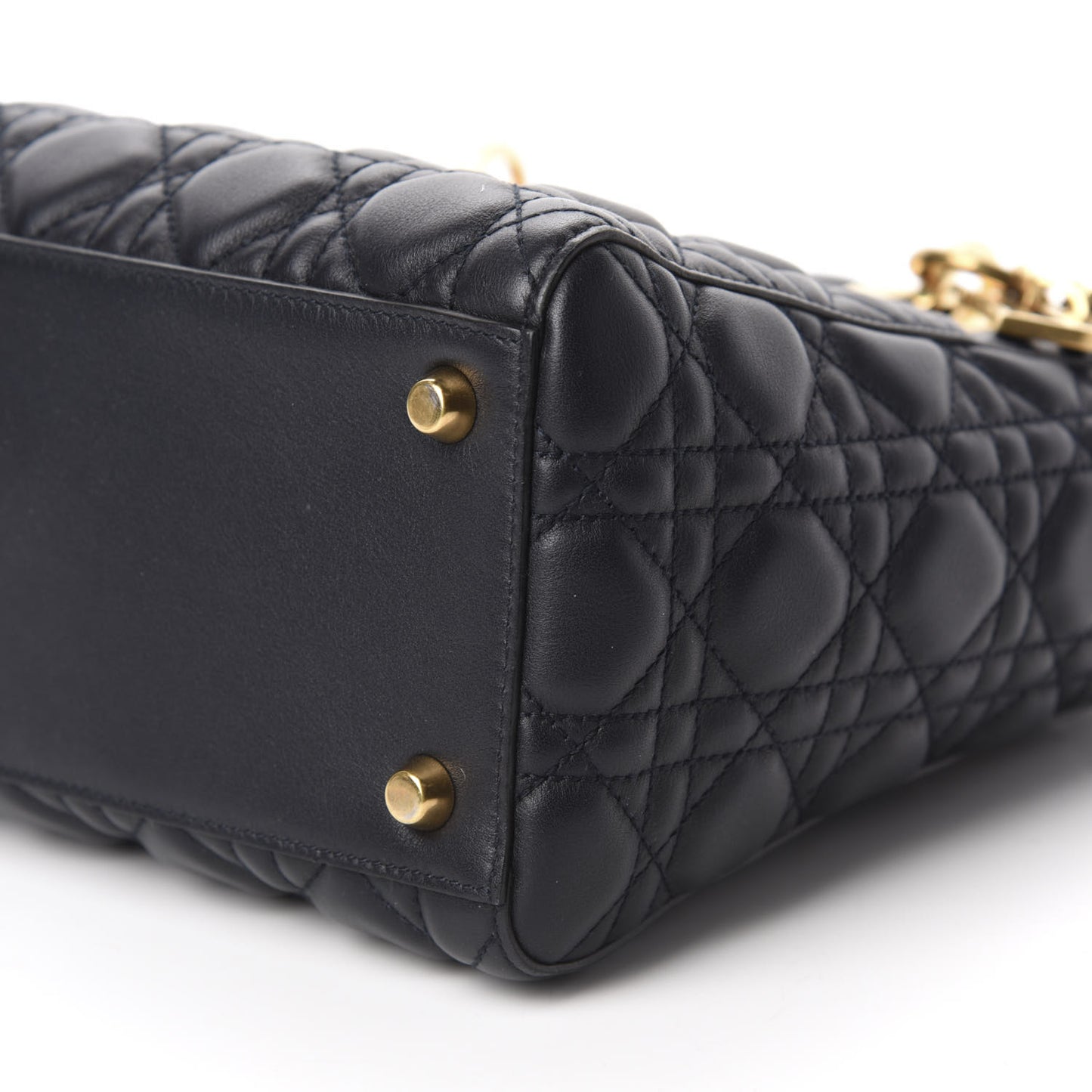 Lambskin Cannage Medium Lady Dior Navy Blue