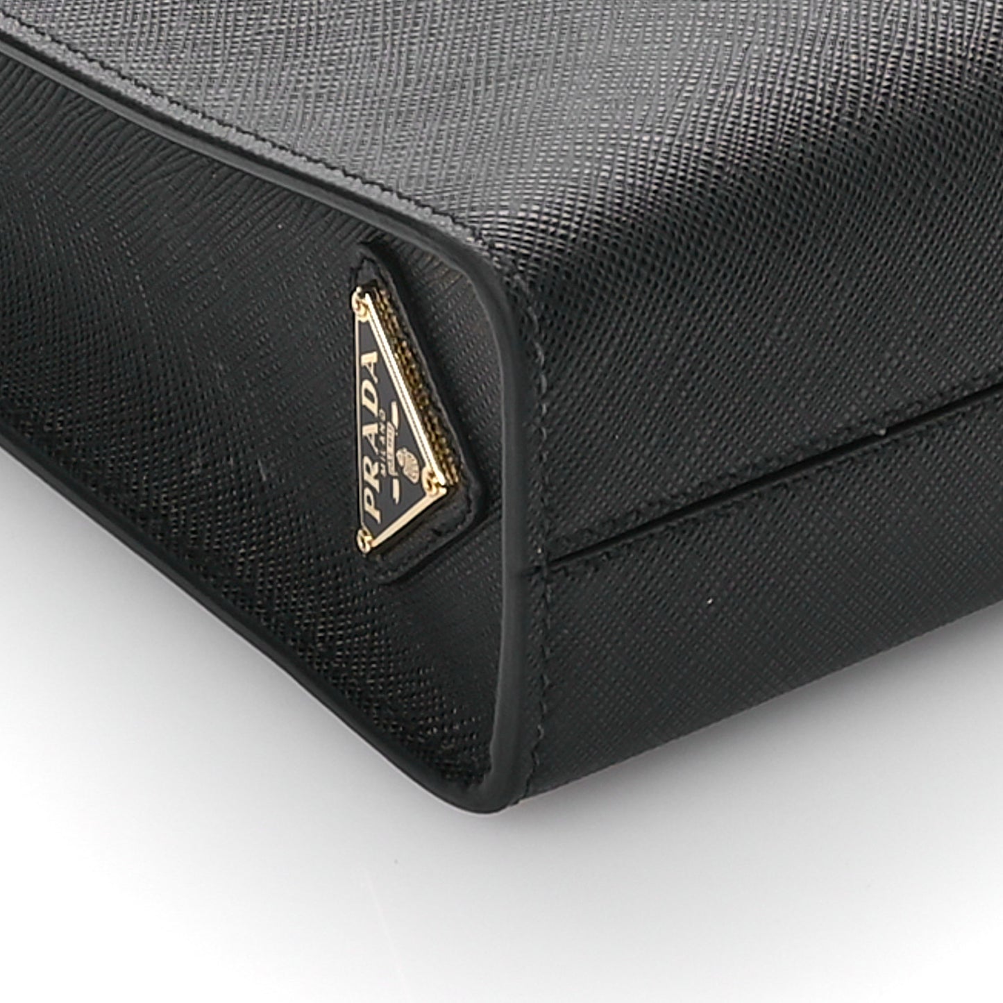 Saffiano Lux Embossed Logo Mini Shoulder Bag Black