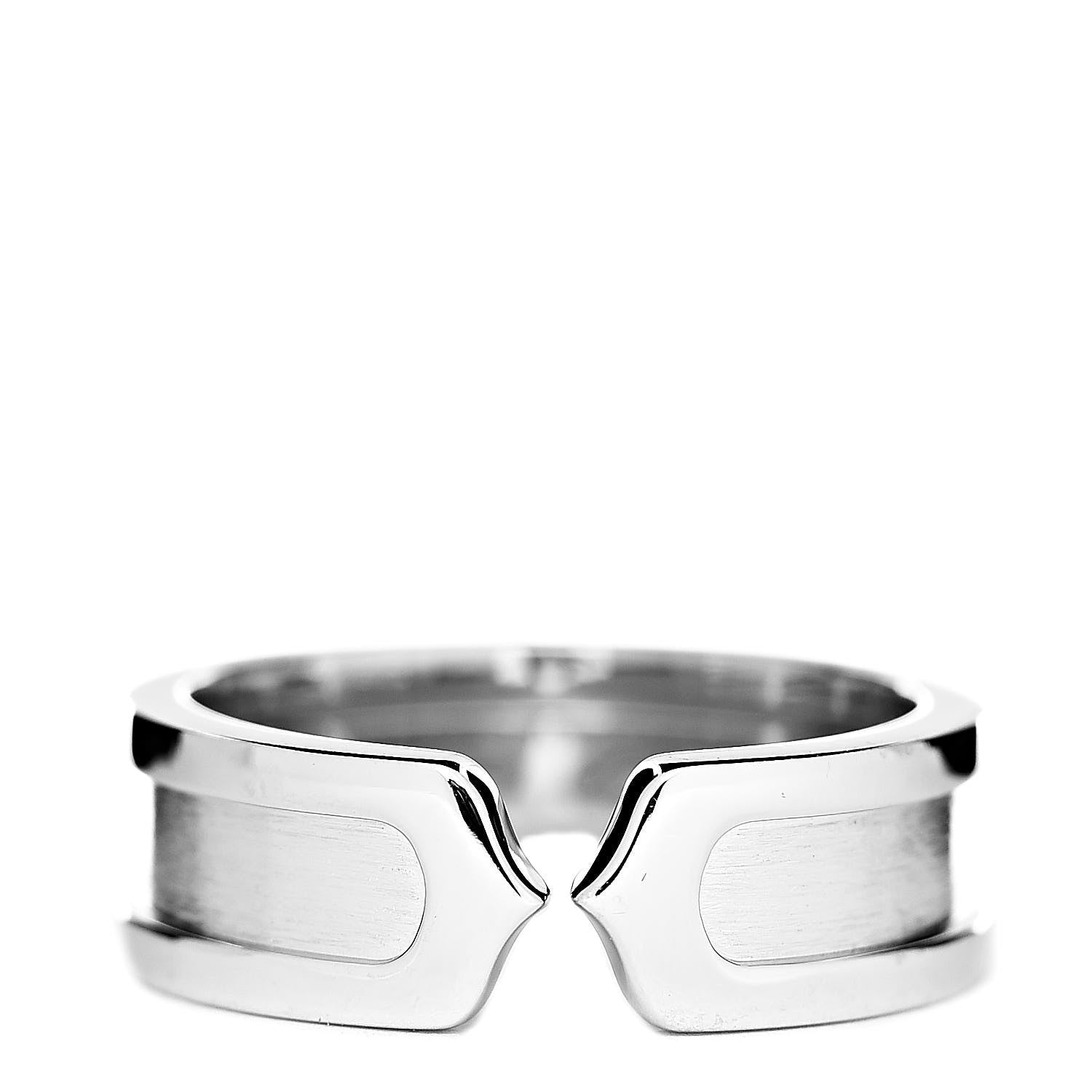 Cartier 18K White Gold 6.5mm C De Ring 53 6.5 1 of 6