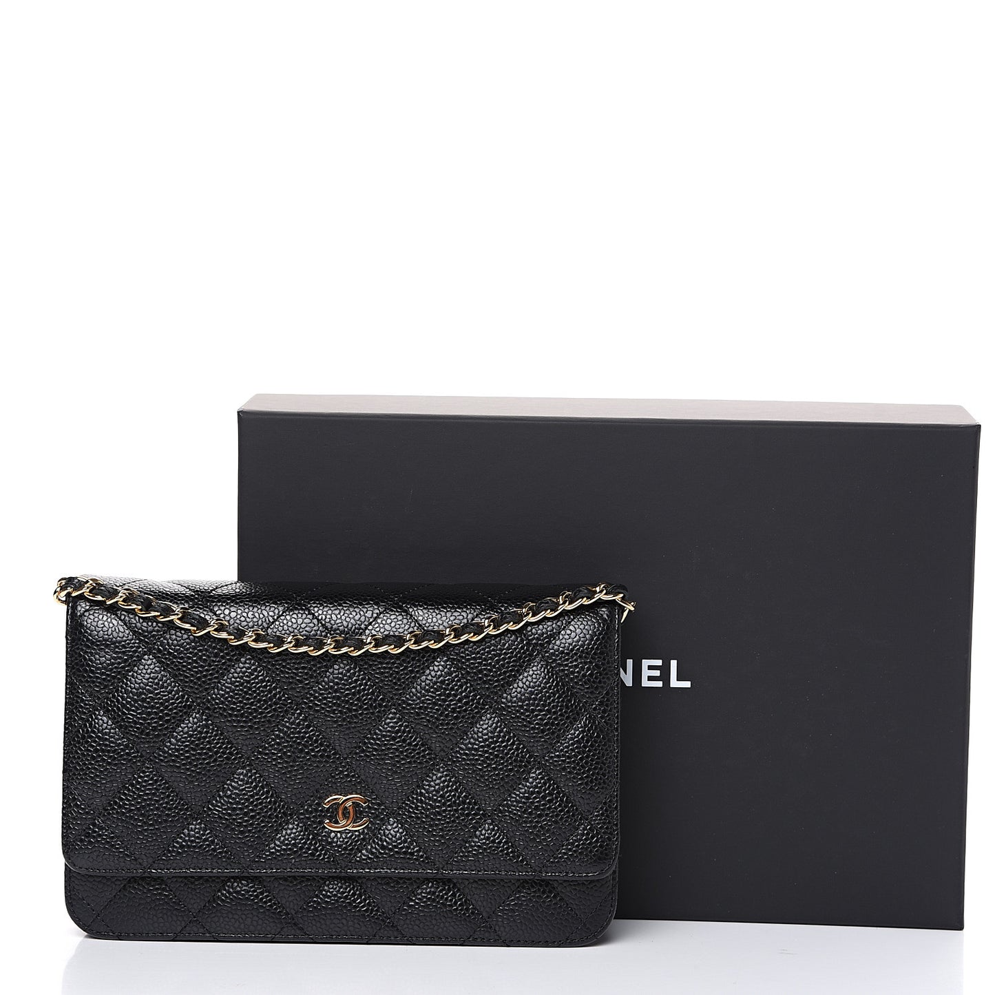 Caviar Quilted Wallet On Chain WOC Black