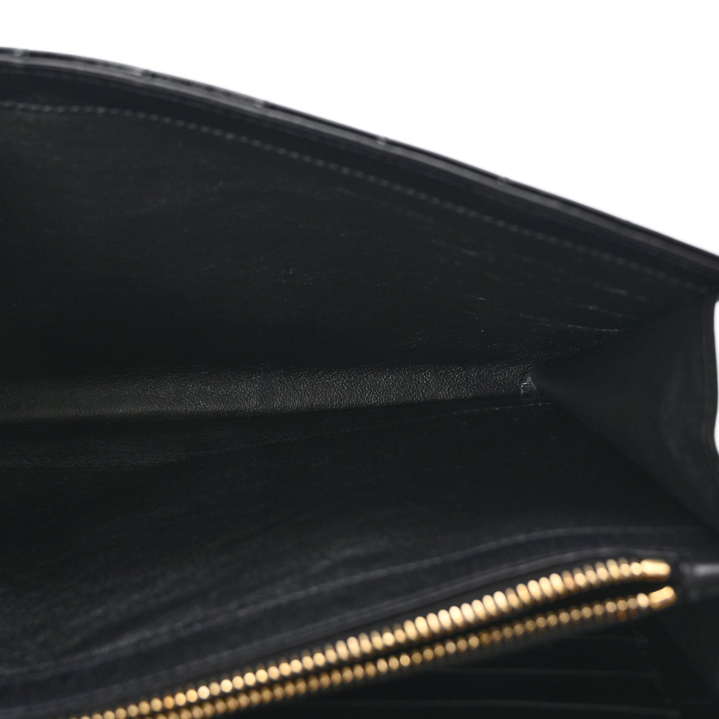 Patent Carre Quilted Cassandre Chain Wallet Black