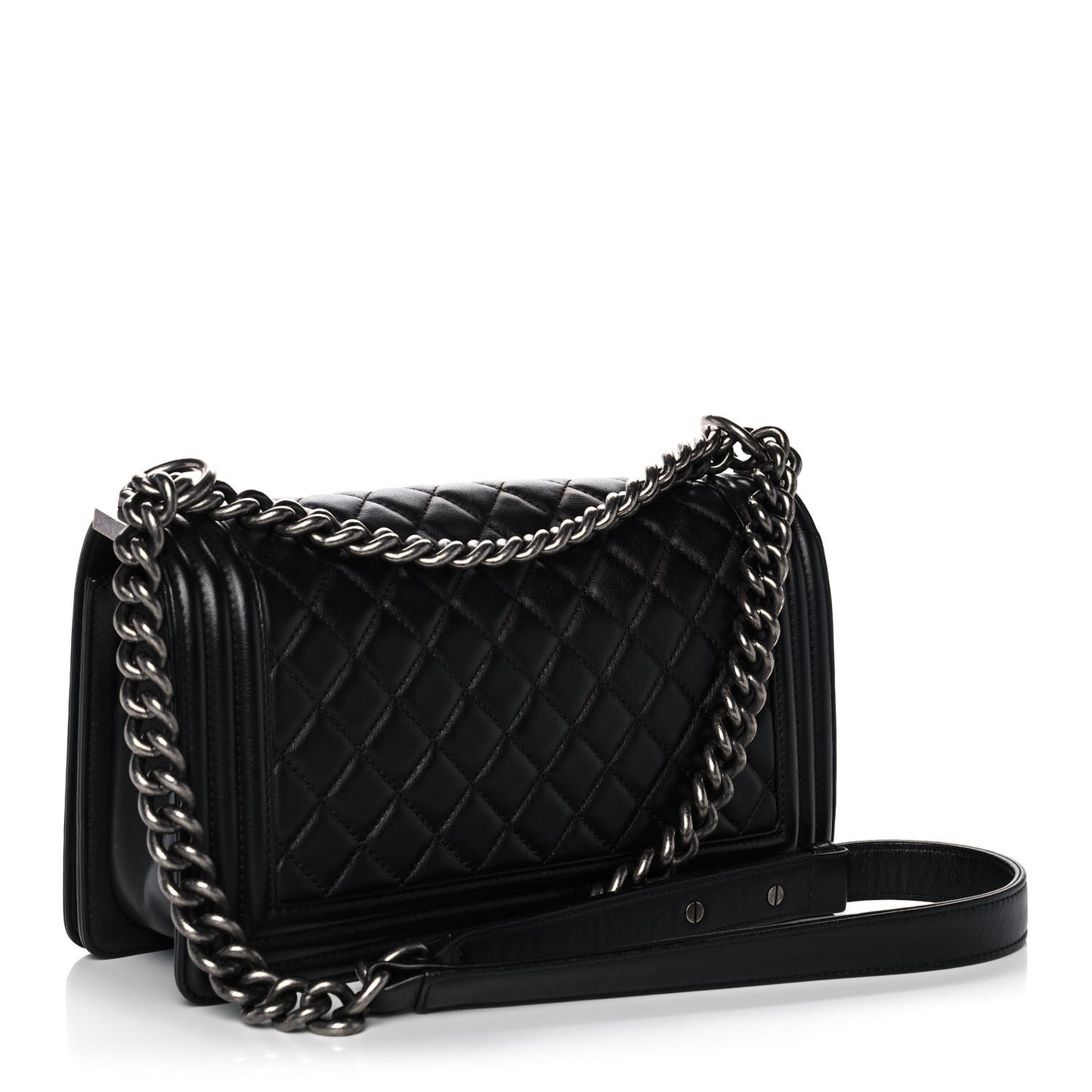 Calfskin Quilted Medium Boy Flap Black
