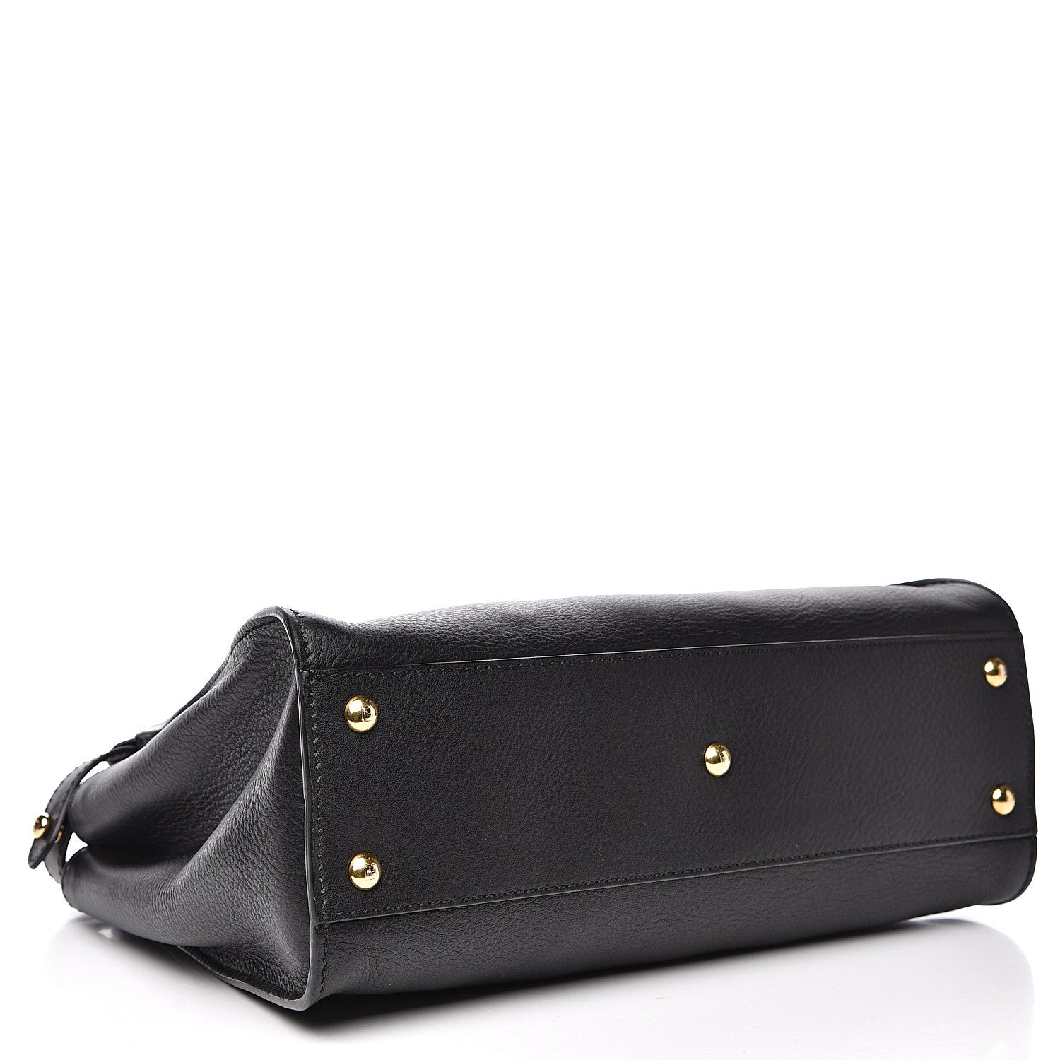 Fendi Vitello Seta Shiny Nappa Medium Peekaboo Iconic Satchel Black 4 of 12