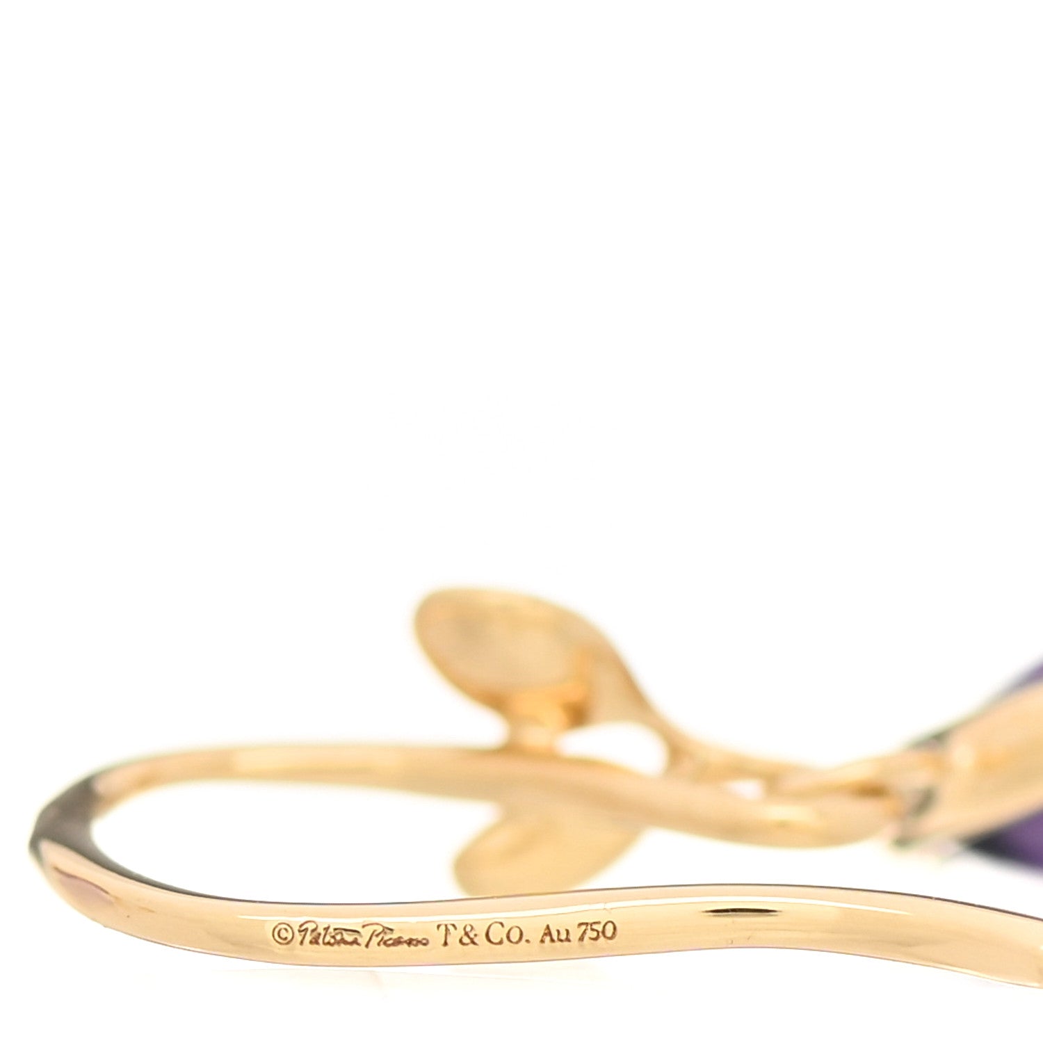 Tiffany 18K Yellow Gold Amethyst Paloma Picasso Olive Leaf Drop Earrings 4 of 4