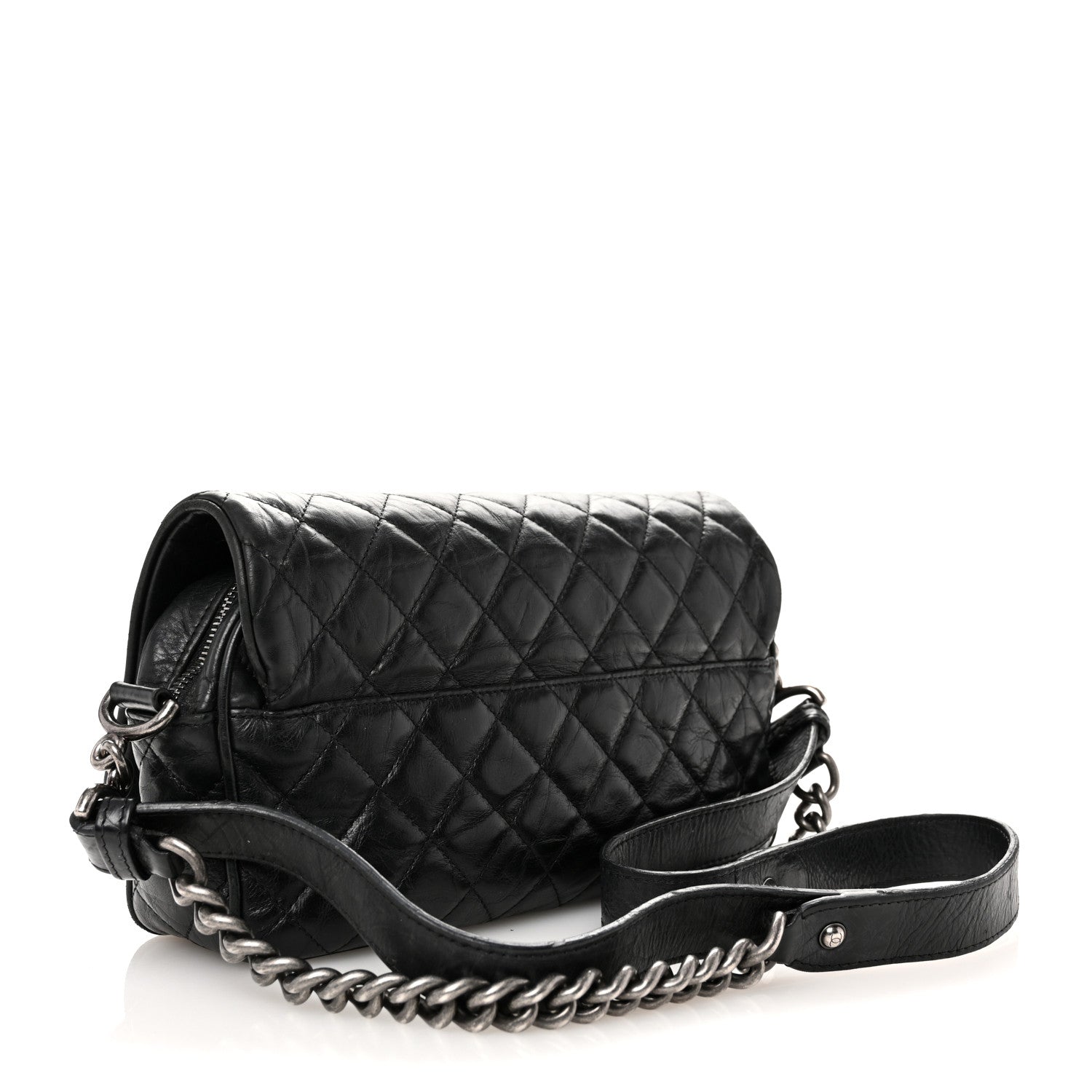 Chanel Crumpled Calfskin Quilted Medium Casual Rock Flap Black 3 of 13