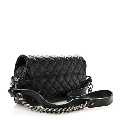 Chanel Crumpled Calfskin Quilted Medium Casual Rock Flap Black 3 of 13