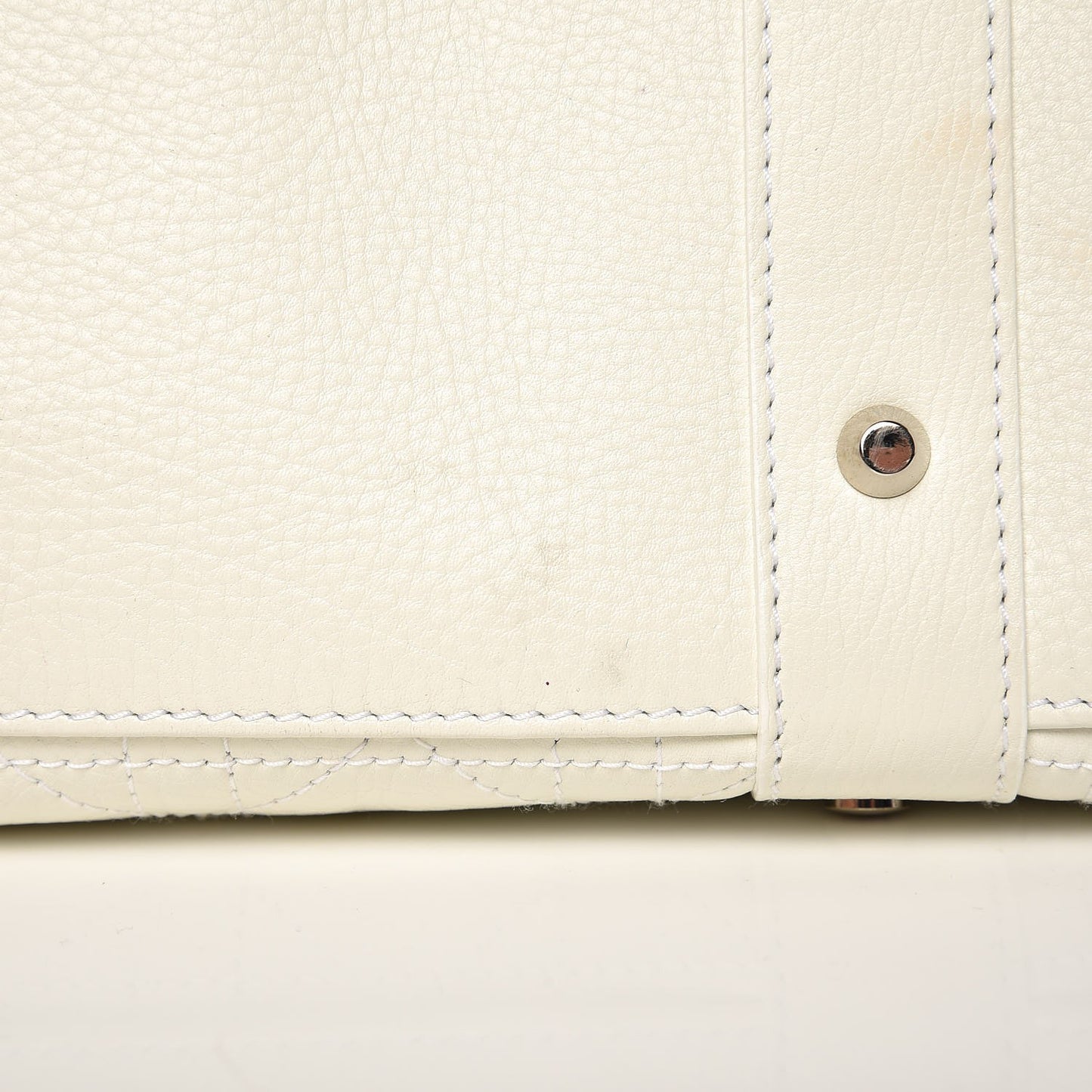 Calfskin Cannage Stitched Large East West Lady Dior White