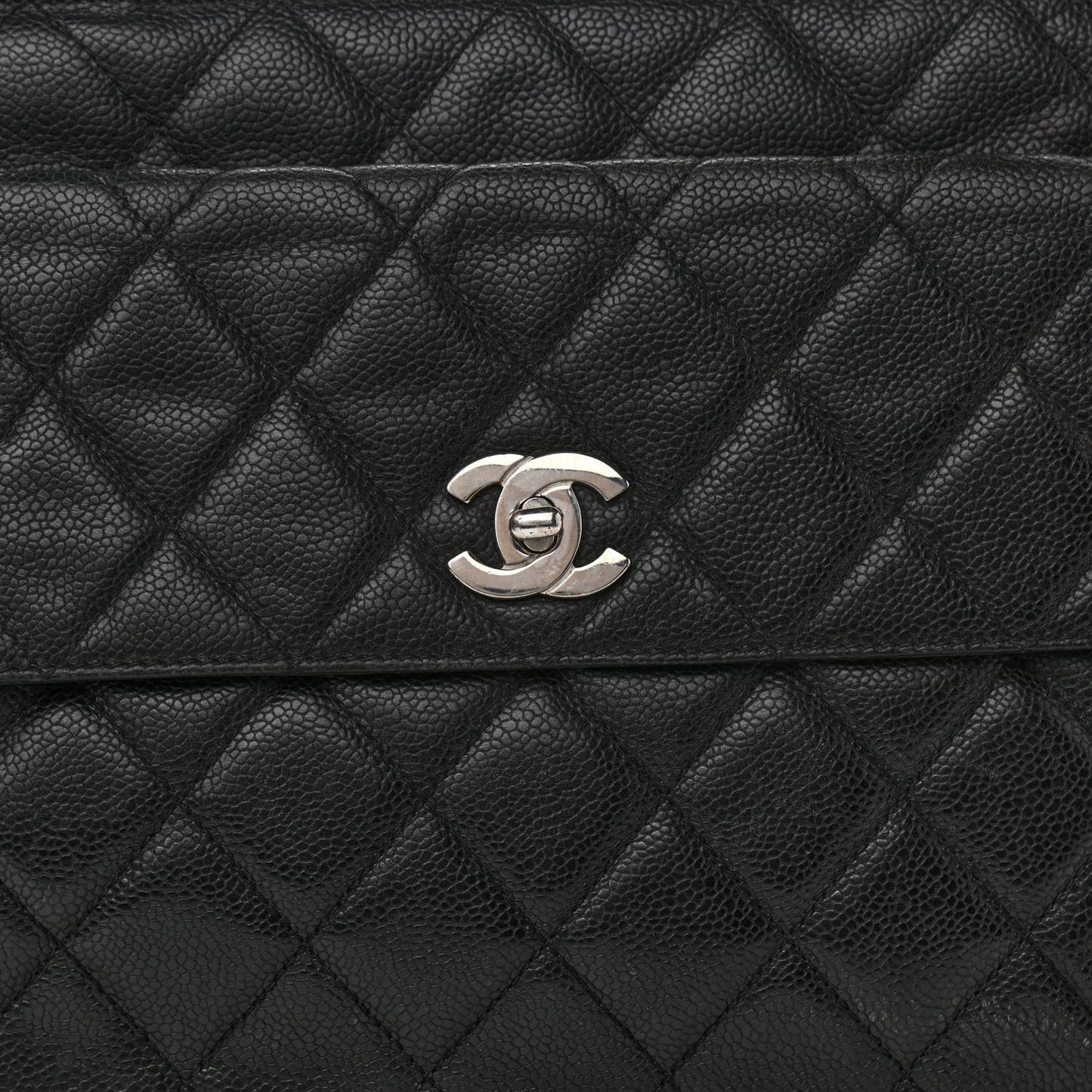 Caviar Quilted Flap Shoulder Bag Black