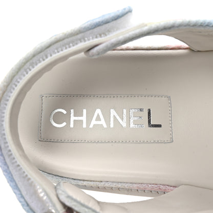 Chanel Printed Fabric Quilted Dad Sandals 41 Green Pink Blue 8 of 10