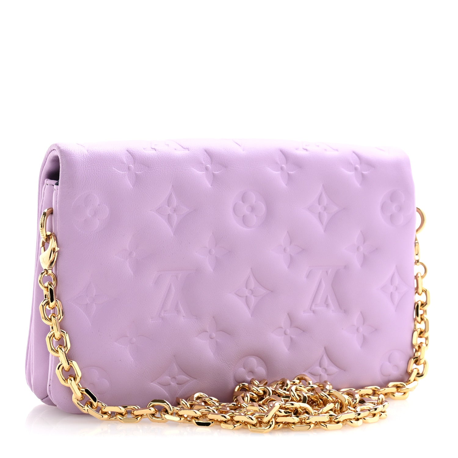 Louis Vuitton Lambskin Embossed Monogram Pochette Coussin Parme 3 of 12
