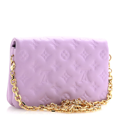 Louis Vuitton Lambskin Embossed Monogram Pochette Coussin Parme 3 of 12