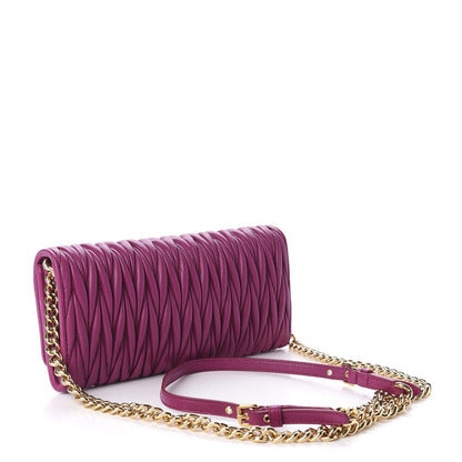 Miu Miu Nappa Matelasse Wallet On Chain Fuxia 3 of 9