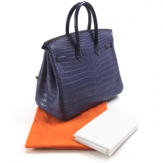 Niloticus Crocodile BIRKIN 25 Matte Bleu Brighton Palladium