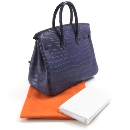 Hermes Niloticus Crocodile BIRKIN 25 Matte Bleu Brighton Palladium 3 of 12