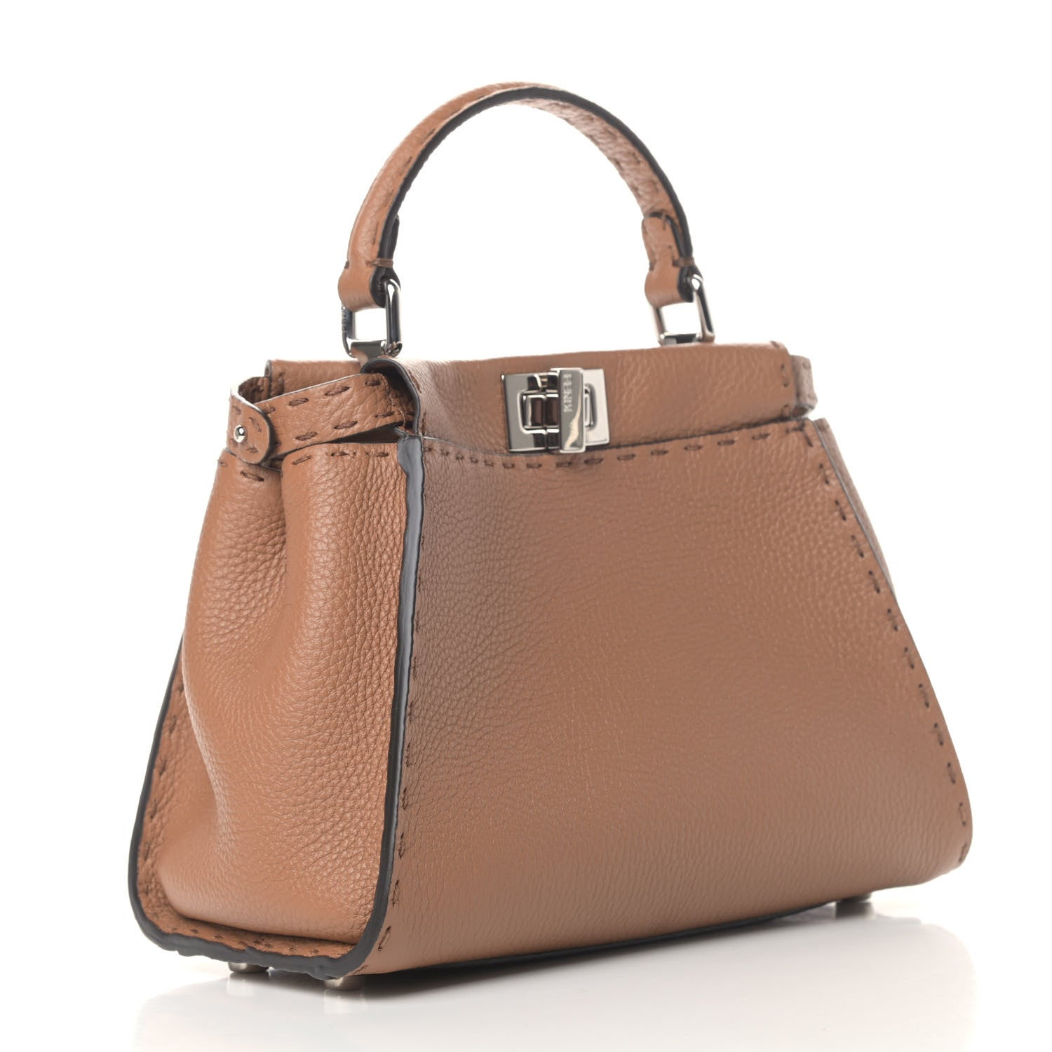 Fendi Cuoio Romano Selleria Bi-Color Mini Peekaboo Iconic Satchel Mou Milk 2 of 5